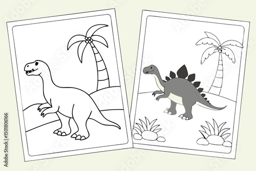 Dinosaur Coloring Pages for Kids Two Prehistoric Scenes