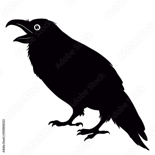 Mouth open raven bird
