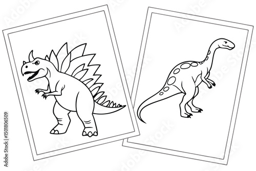 Two Dinosaur Coloring Pages for Kids