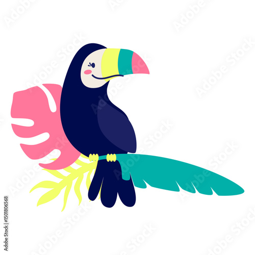 Colorful toucan tropical bird elemeent