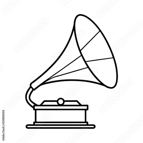 Gramophone Outline Vintage Line Art Vector