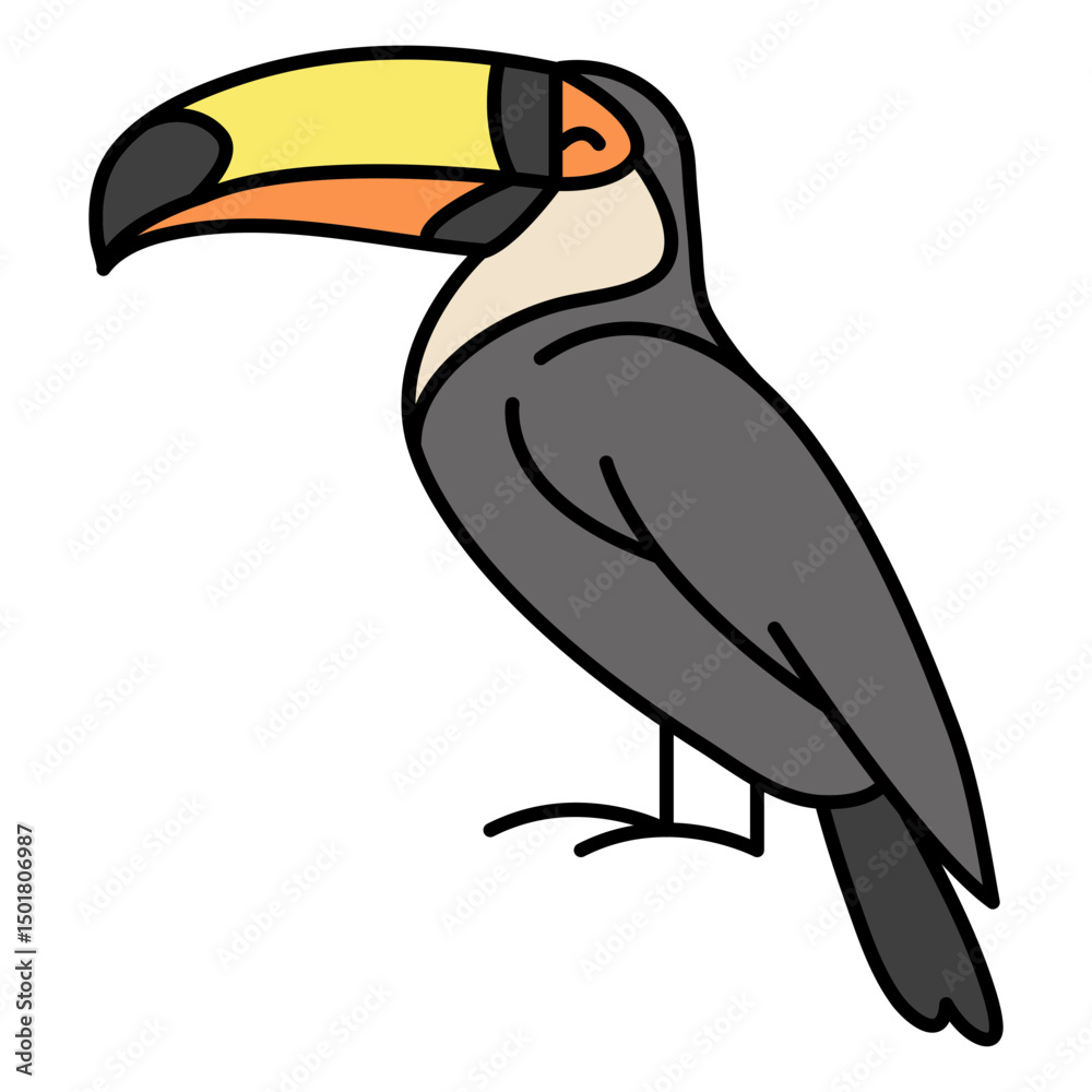 Naklejka premium Toucan tropical bird color stroke