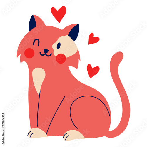 Cute winking cat flat