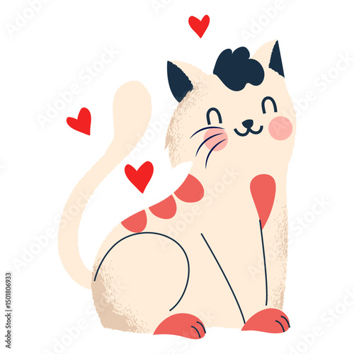 Cute smiling cat flat