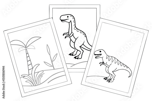 Three Cute Dinosaur Coloring Pages for Kids