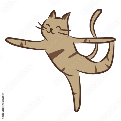 Happy yoga cat character