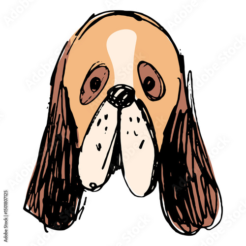 Basset hound dog hand drawn