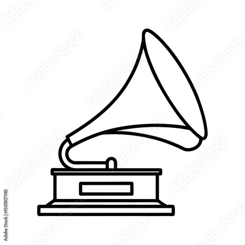 Minimal Gramophone Line Art Vector Illustration