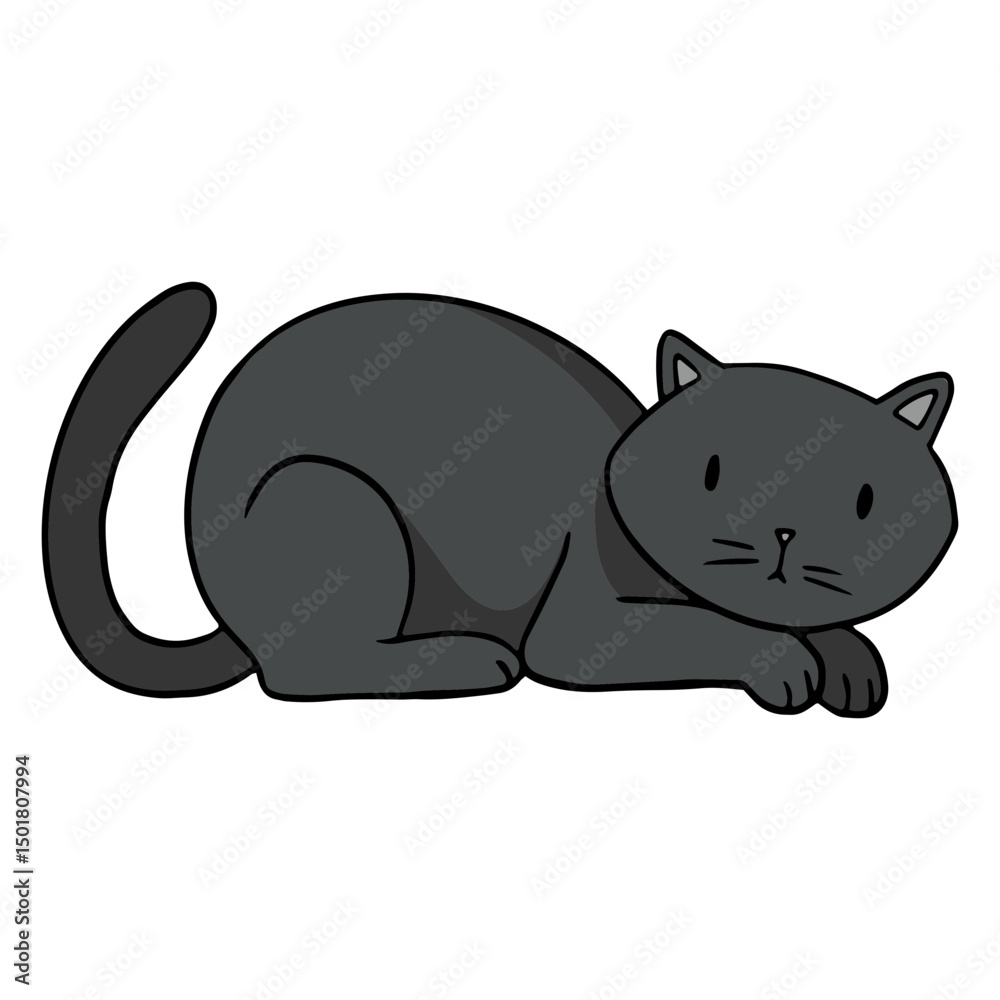 Fototapeta premium Cartoon black cat icon