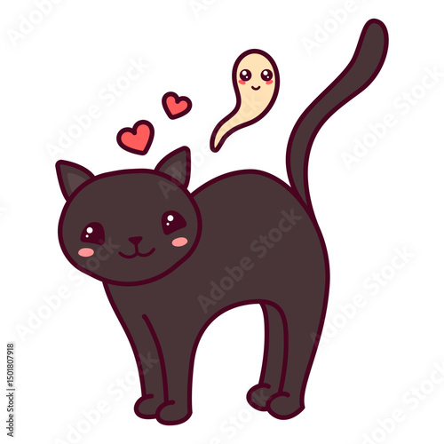 Halloween kawaii black cat