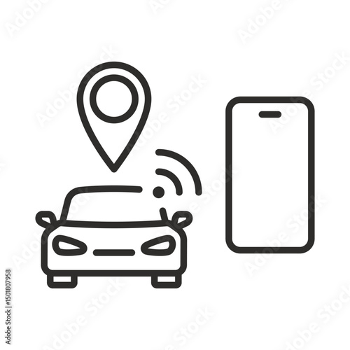 icon of parking smart app, car parking, location in phone, vector illustration
