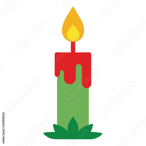 burning candle in the shape of a christmas tree