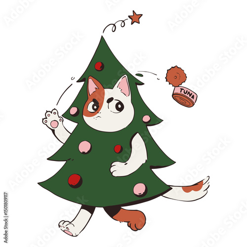 Christmas tree cat character