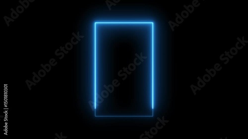 Glowing neon squire border icon, seamless loop video of glowing neon rectangles animation.