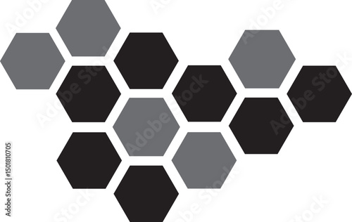 Grayscale Geometric Honeycomb Pattern with Polygonal Tiles – Futuristic Vector Art for Layouts and Wall Designs

