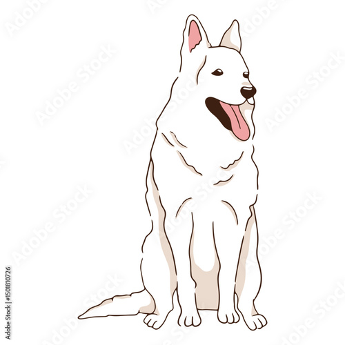 White shepherd dog sitting