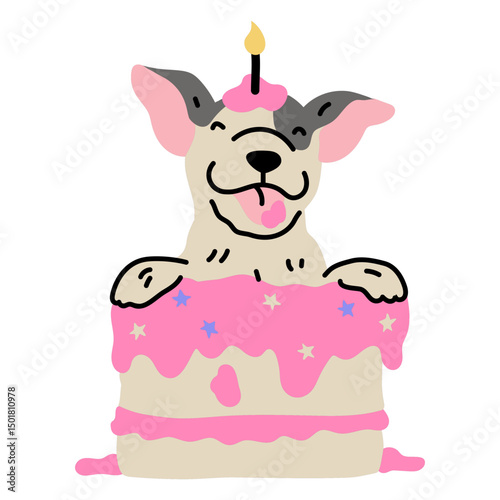 Affectionate dog's birthday cake
