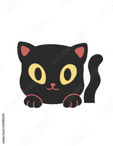 Black cat with yellow eyes