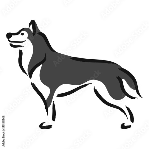 Happy husky dog standing