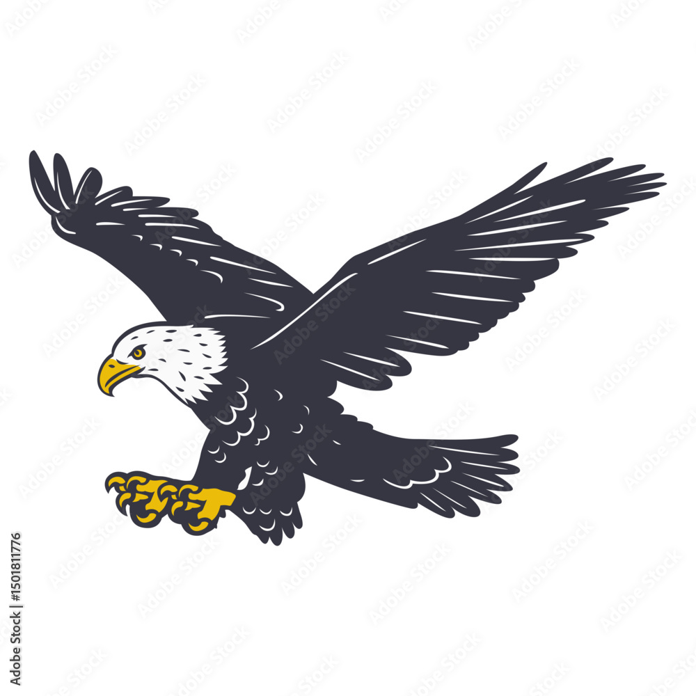 Fototapeta premium Bald eagle in flight vector illustration