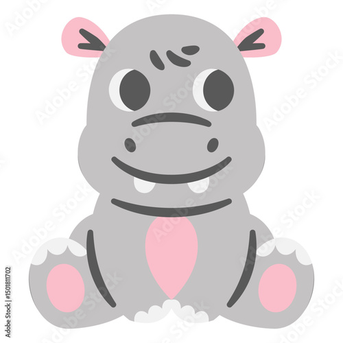 Grey hippopotamus sitting