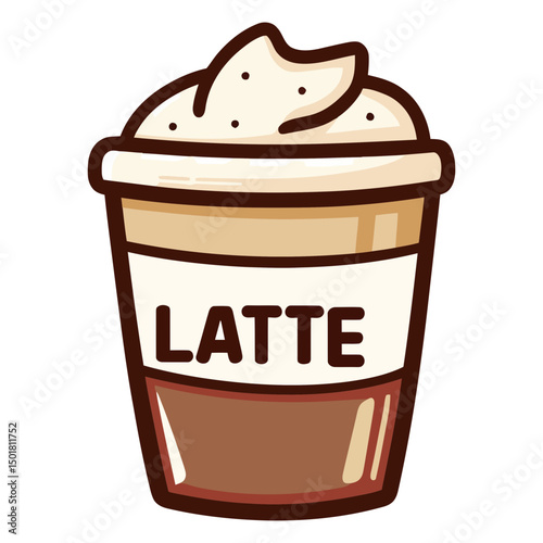  Cute Cartoon Latte Cup with Whipped Cream Topping