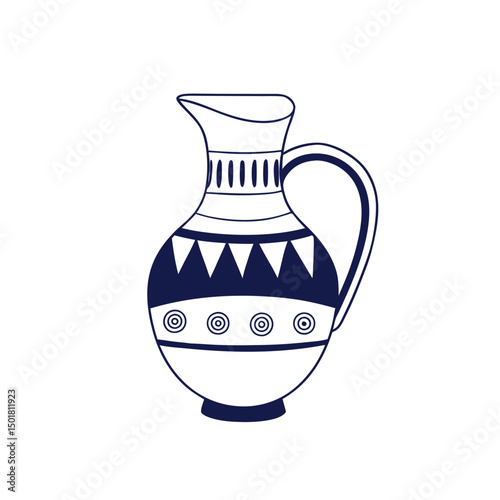Greek Style Pottery Jug Minimalist Drawing