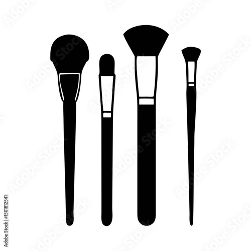 Full Face Cosmetic Beauty Brush Tools vector Set – Contour, Highlight, Blush & Powder 
 photo
