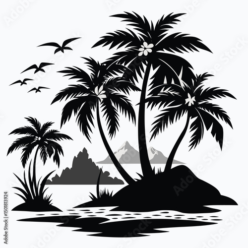 silhouette of palm tree