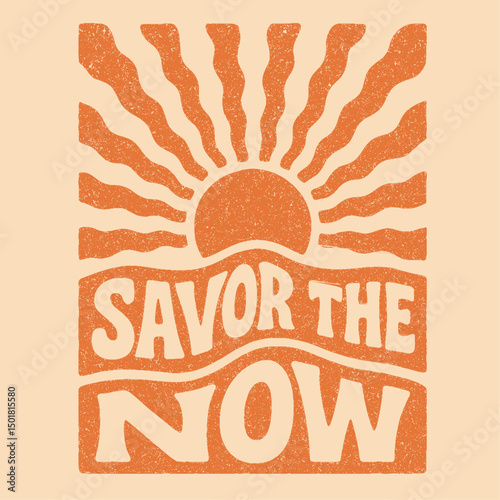 Sunset graphics in summer. savor the now slogan text prints. retro vintage  prints. sunshine t-shirt design. girls womens tee sweat graphic design .