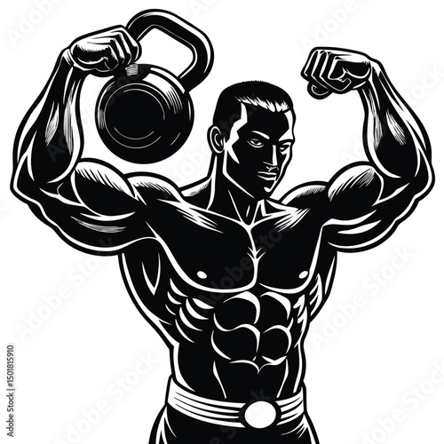 illustration of a bodybuilder training