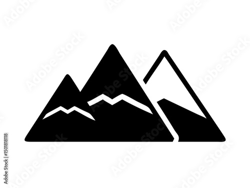 Set Of Flat Mountain Icons With Clean Lines
