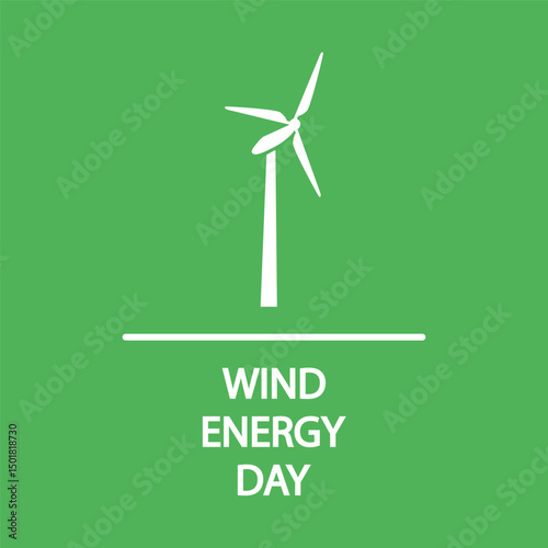 Wind energy day turbine, vector art illustration.