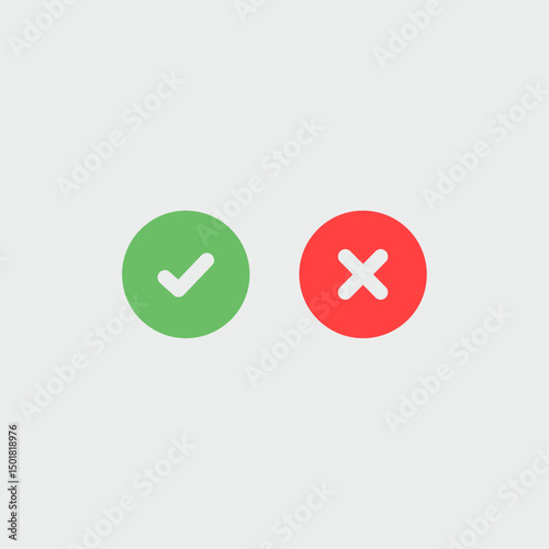 Check mark and wrong sign icon logo flat vector design