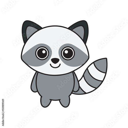 Kawaii Shy Raccoon With Adorable Outline