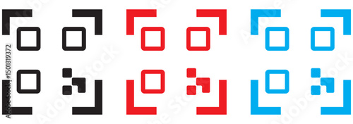 QR code icon. Stroke outline style. Vector QR code sample for smartphone scanning, Vector. Isolate on white background.