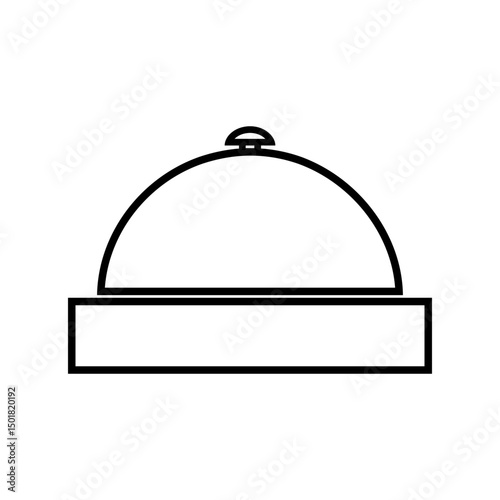 Restaurant cloche line icon in clean outline style, isolated vector illustration on white background.