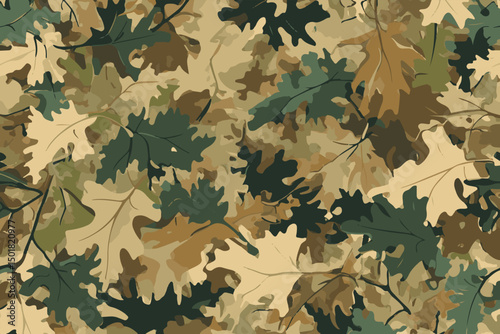 Realistic camouflage seamless pattern. Hunting camo for cloth, weapons or vehicles. Vector camouflage for hunting