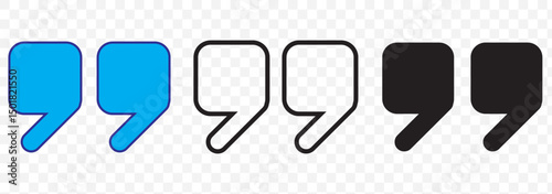 Comma, comma icon, punctuation mark. Set of black comma signs isolated on white. Vector, cartoon illustration. Vector.