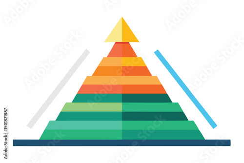 Colorful stepped pyramid illustration with flanking lines for business concepts
