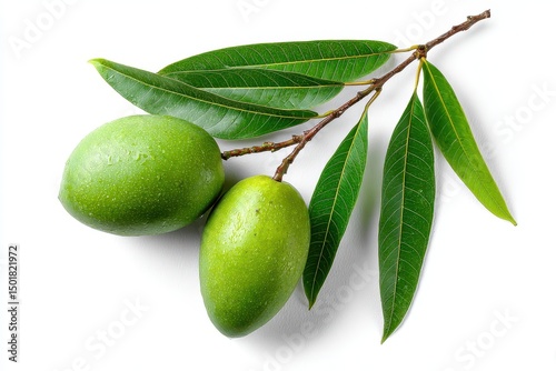 Wallpaper Mural Bright Green Mangoes with Natural Leaves Torontodigital.ca