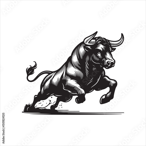 Bull Rodeo Showdown – Cowboy Riding a Bucking Bull in Action

