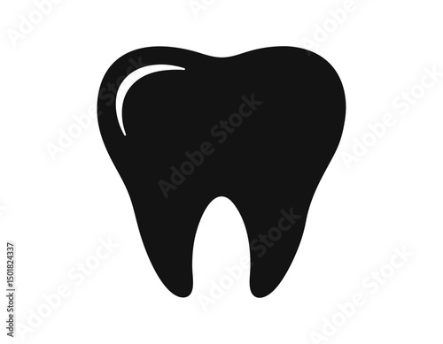 simple black tooth silhouette, ideal for dental clinics, oral hygiene products, or health-related designs, offering a clean and universal symbol of dentistry.