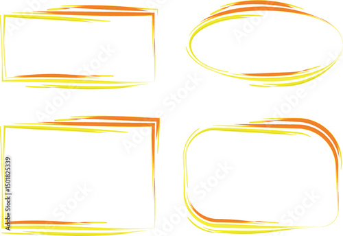 yellow orange colorful decorative line art stroke frames collection