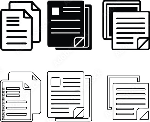  A collection of document icons featuring different design styles for web interfaces. The icons are simple and elegant, and the documents are neatly aligned.