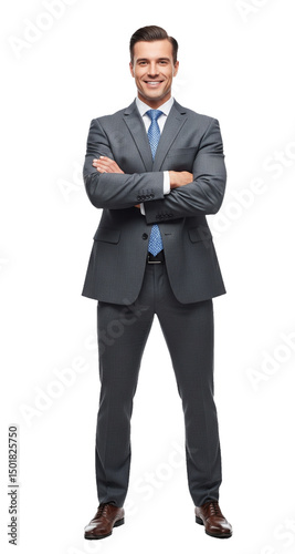 Professional Businessman in a Suit with Confident Smile and Crossed Arms Ready for Success