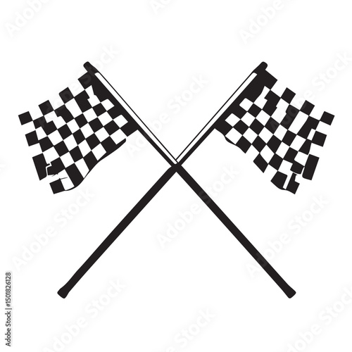 Crossed checkered racing flags silhouette