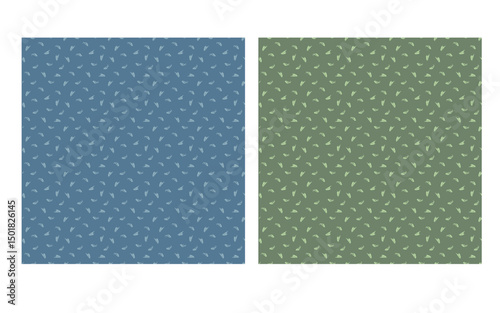 A seamless pattern with scattered organic motifs resembling petals, leaves, or eyes on a blue background. Perfect for wallpapers, textiles, stationery, and decorative surfaces.