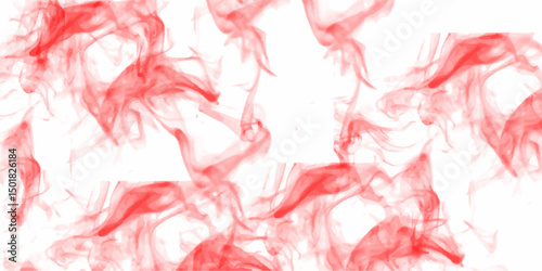 Abstract Vibrant red transparent smoke cloud. Abstract black transparent smoke banner. Red smoke abstract on white background. Abstract background with glowing red plasma smoke pattern on white. 