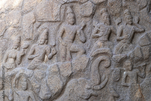 Penance descent ganges monument mahabalipuram crafted in ancient days